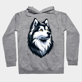 Stunning and Cool American Eskimo Dog Monochrome and Gold Portrait for Father's Day Hoodie